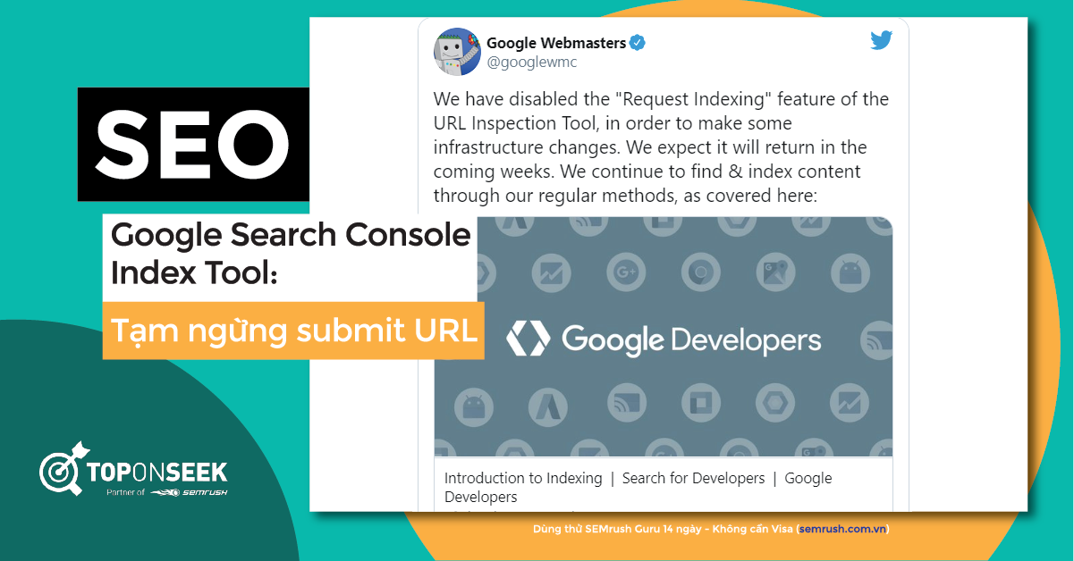 Google Search Console Index Tool: Tạm ngừng submit URL