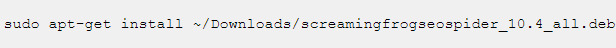 Dòng lệnh cài đặt Screaming Frog trên Linux (Nguồn: Internet)
