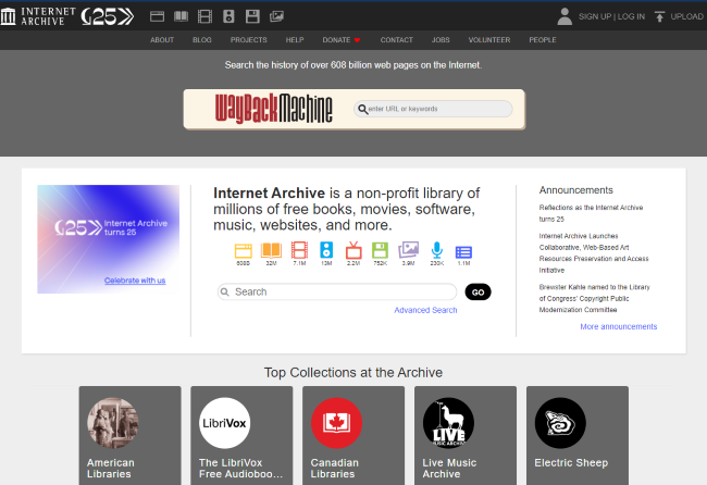 Ảnh chụp màn hình của Search Engine Archive.org, tháng 8/2021