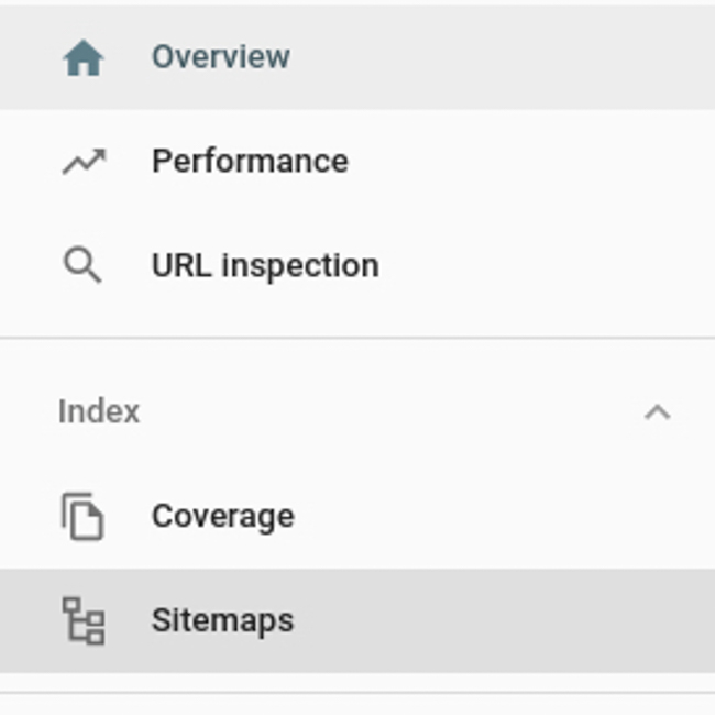 Chọn Sitemap trong phần Index