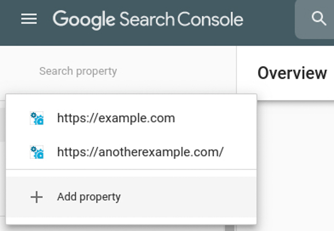 Chọn Website trong Google Search Console