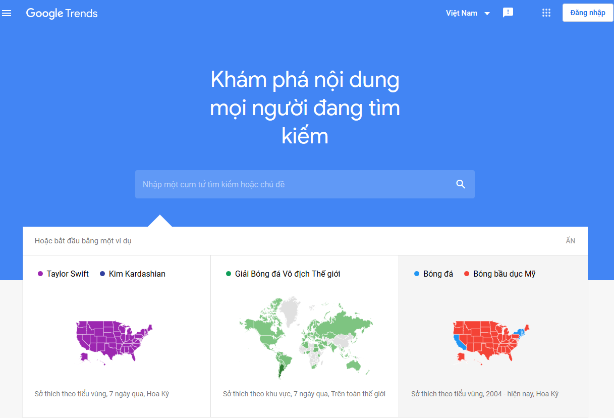 Google Trend là công cụ giúp người dùng so sánh các kết quả tìm kiếm của Google trên toàn thế giới