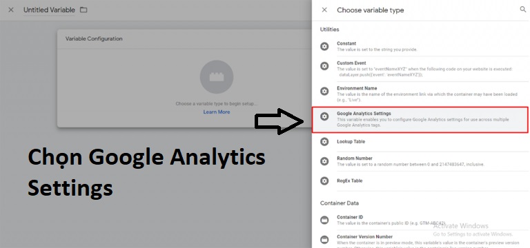 Chọn Google Analytics Settings (Nguồn: Internet)