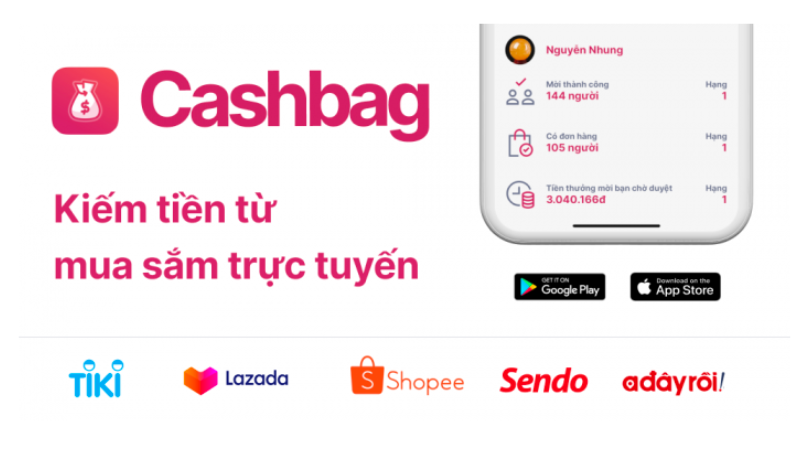 App kiếm tiền online uy tín Cashbag
