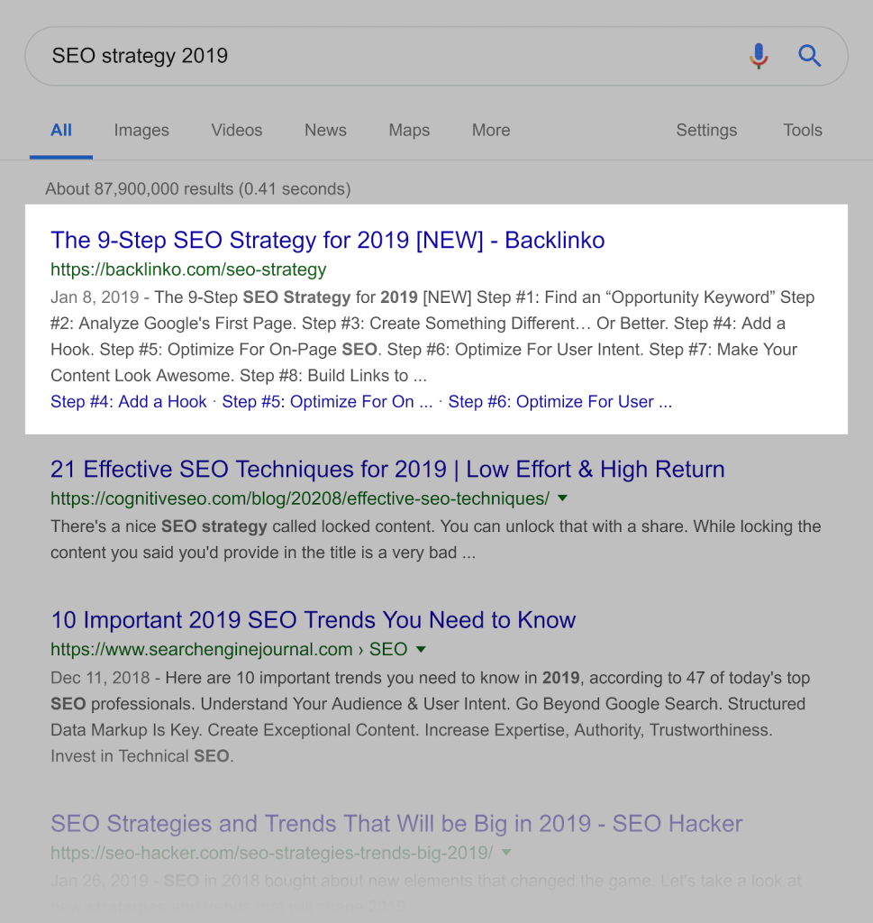 SEO content - “SEO Strategy 2019”