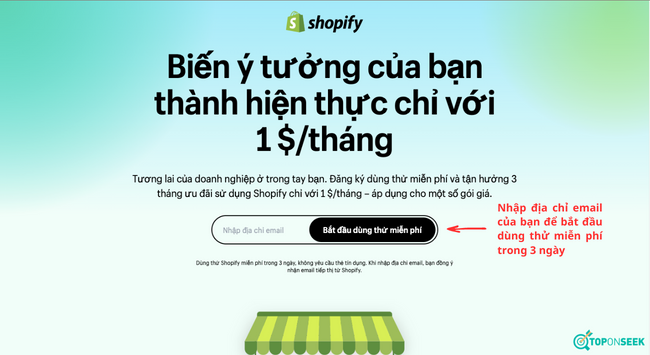 Giao diện của Shopify