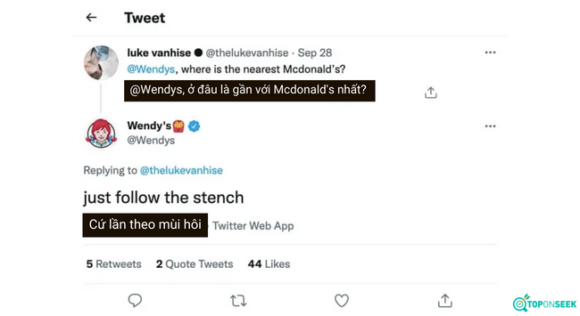 Sự tương tác hài hước giữa Wendy’s và khách hàng 