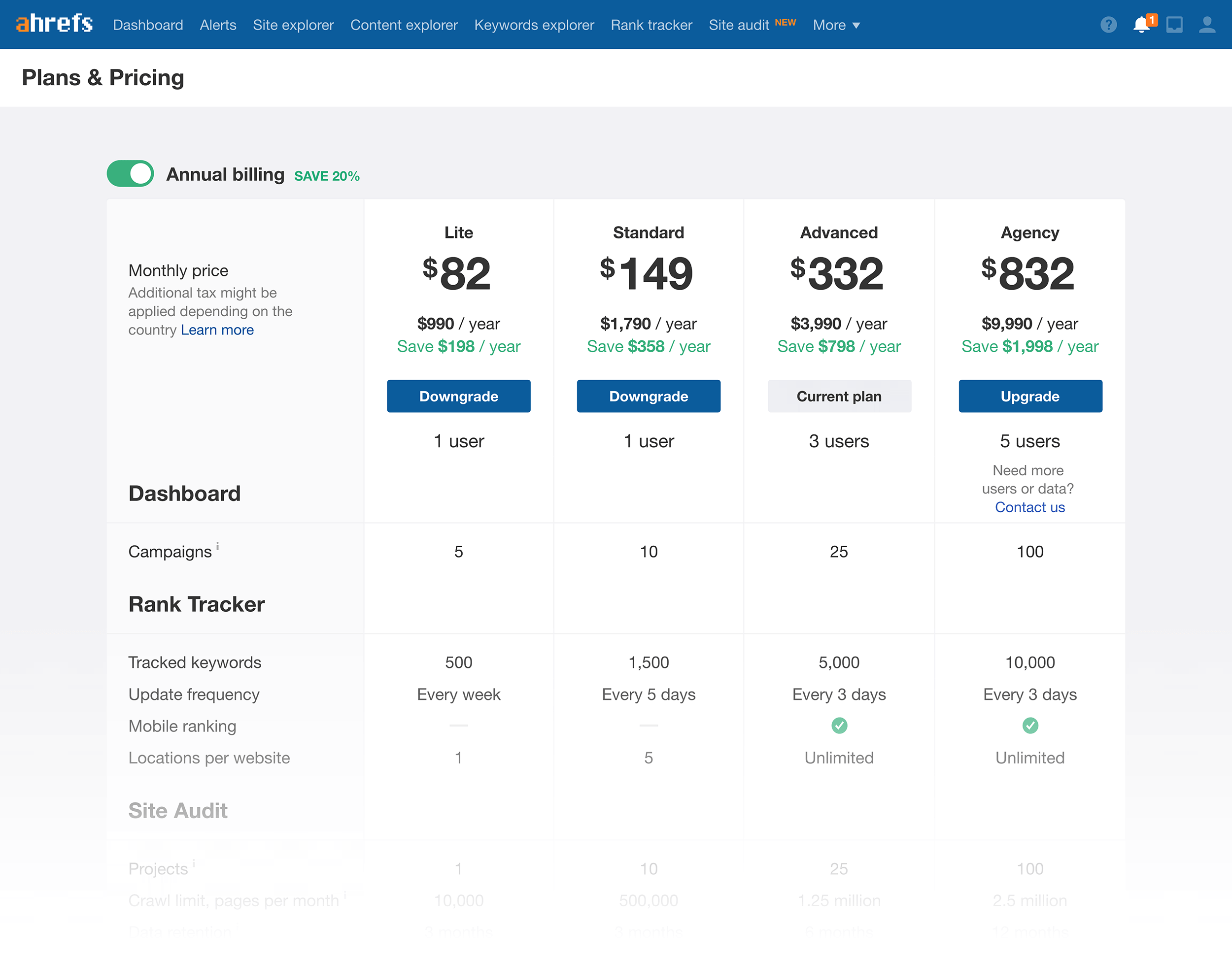 Plans and Pricing