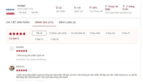 review người dùng ảnh hưởng lớn đến SEO shopee