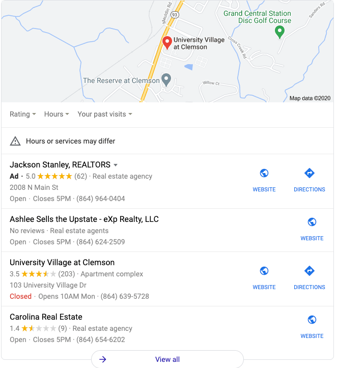Ví dụ về Google My Business của 1 công ty bất động sản