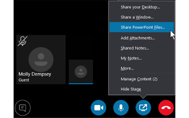 Tính năng chia sẻ trên skype