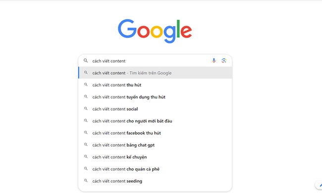 Google tự gợi ý những từ khóa liên quan đến “cách viết content”