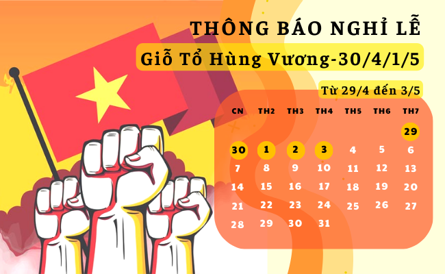 Tham khảo mẫu thông báo lịch nghỉ lễ 30/4