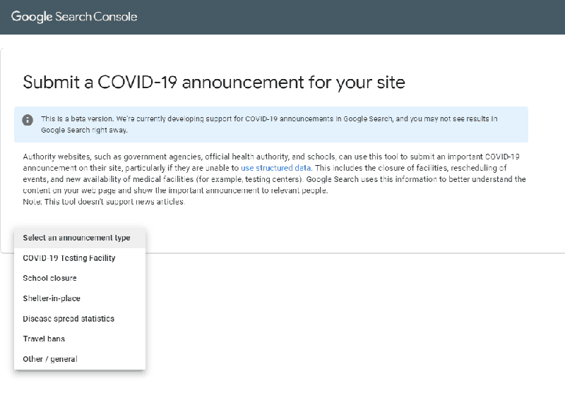 Gửi một thông báo covid-19 cho trang web của bạn