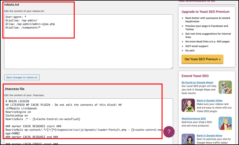 Mục robots.txt và .htaccess file tạo file robots.txt cách tạo file robots.txt bằng Yoast SEO