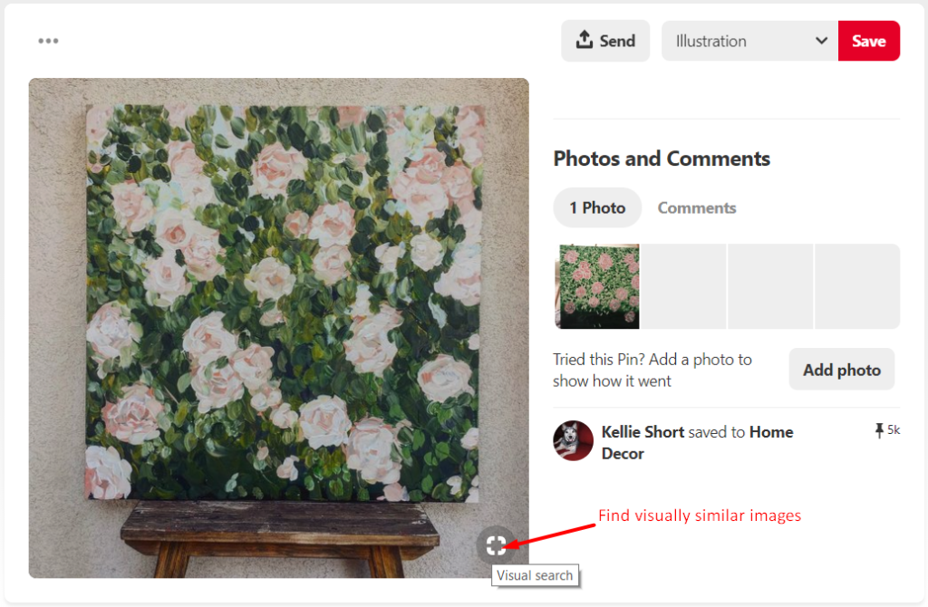 tìm kiếm ảnh bằng pinterest