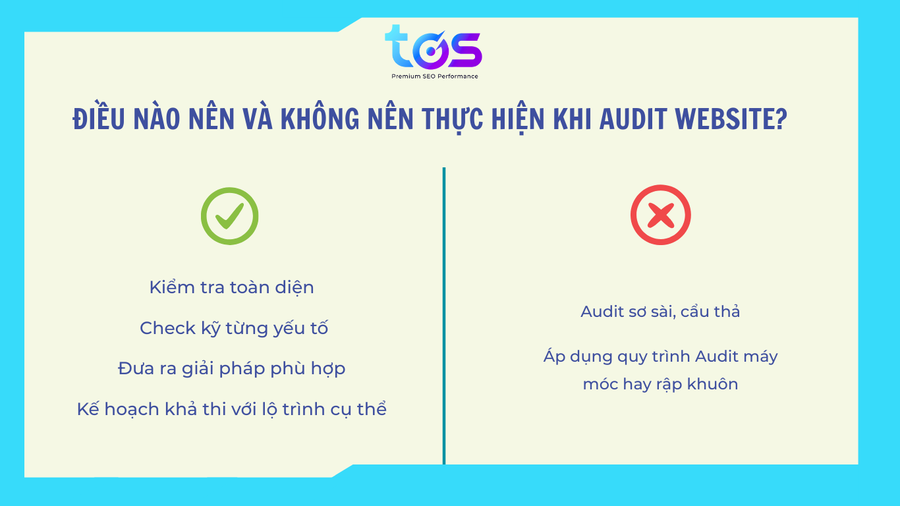 Điều nào nên và không nên thực hiện khi Audit Website?