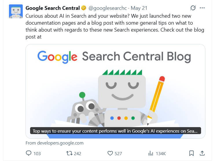 Google chính thức đưa ra hướng dẫn cách tối ưu cho tìm kiếm bằng AI