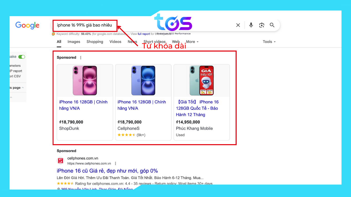 Ví dụ về long-tail keyword