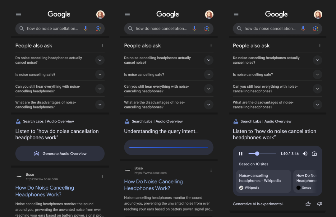 Google thử nghiệm Audio Overviews