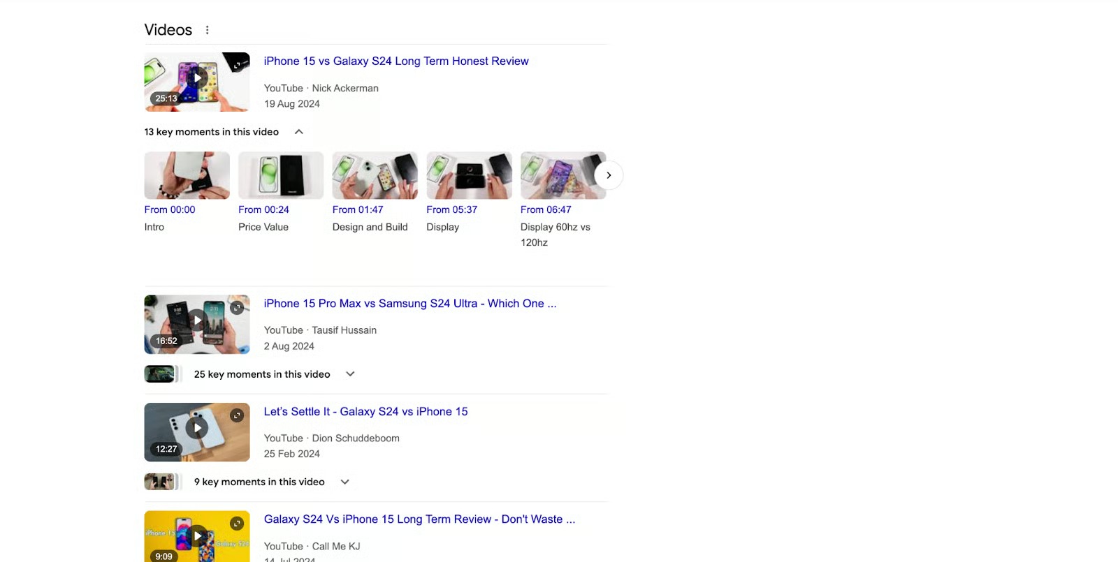 Kết quả hiển thị Google cho truy vấn