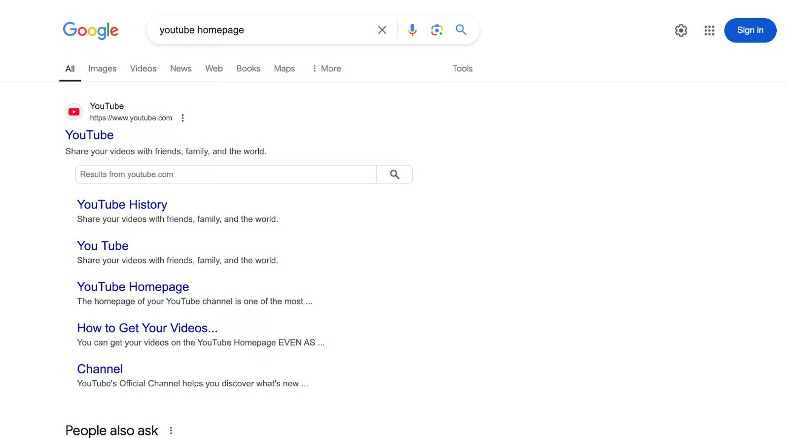 Kết quả hiển thị trên Google
