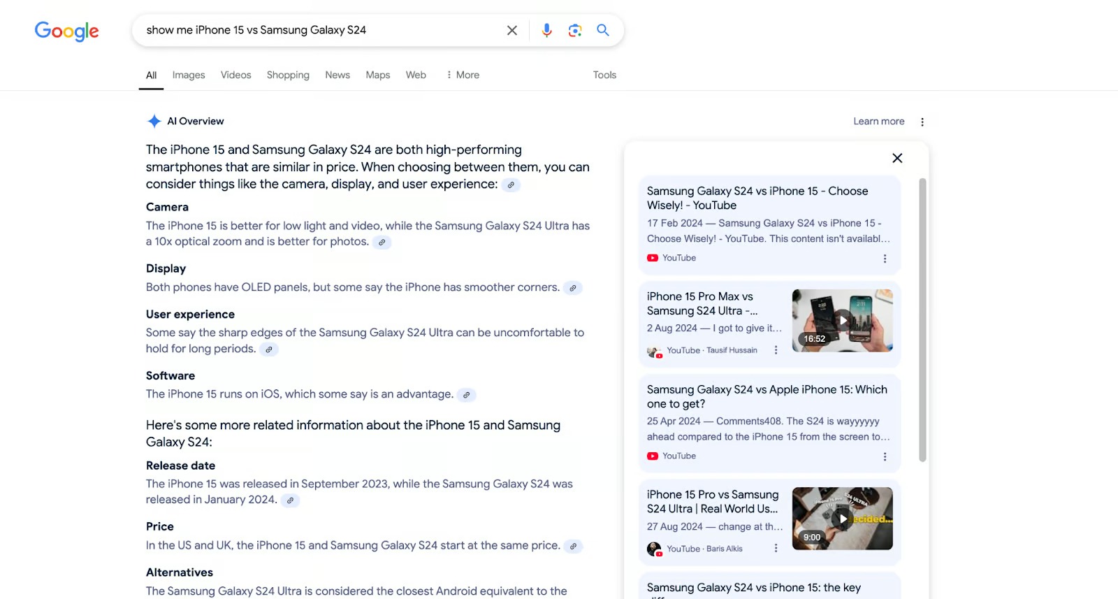 Kết quả hiển thị Google cho truy vấn
