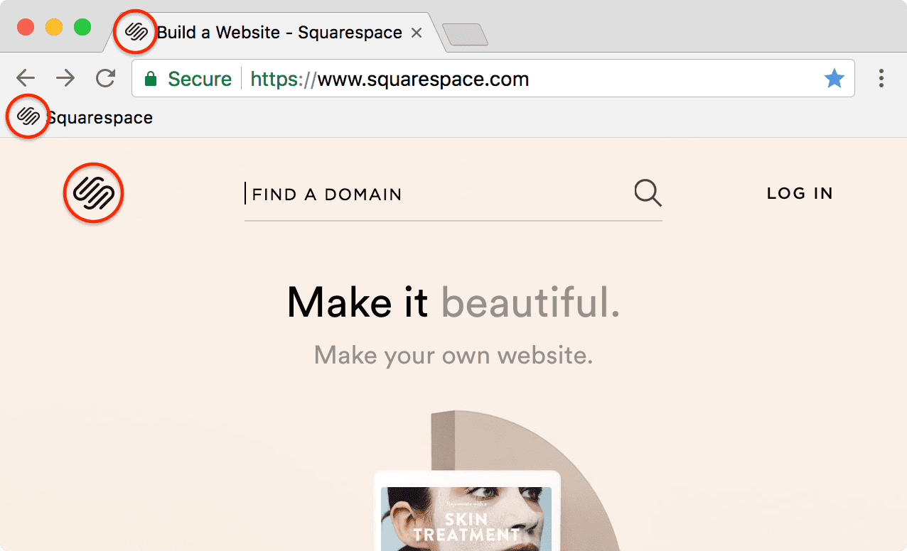 Các vị trí hiển thị của favicon