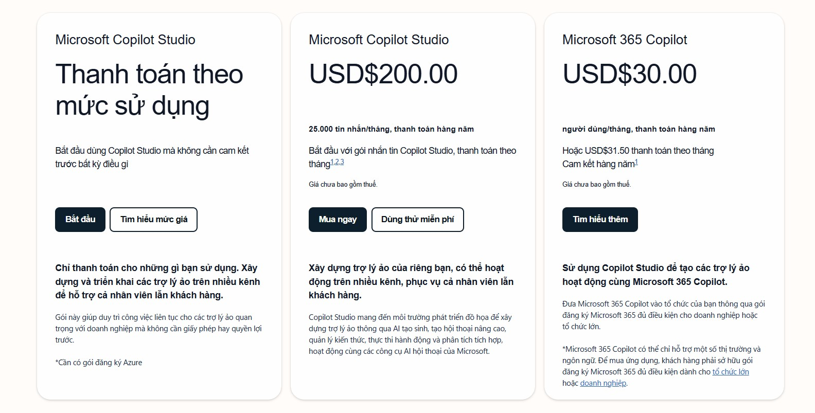 giá dịch vụ copilot