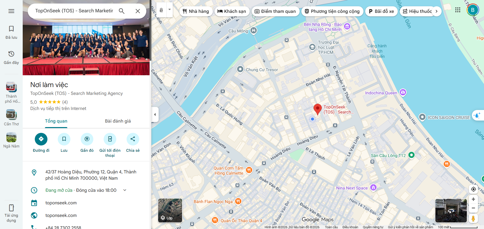 Giao diện hồ sơ Google Business Profile trên Google Maps