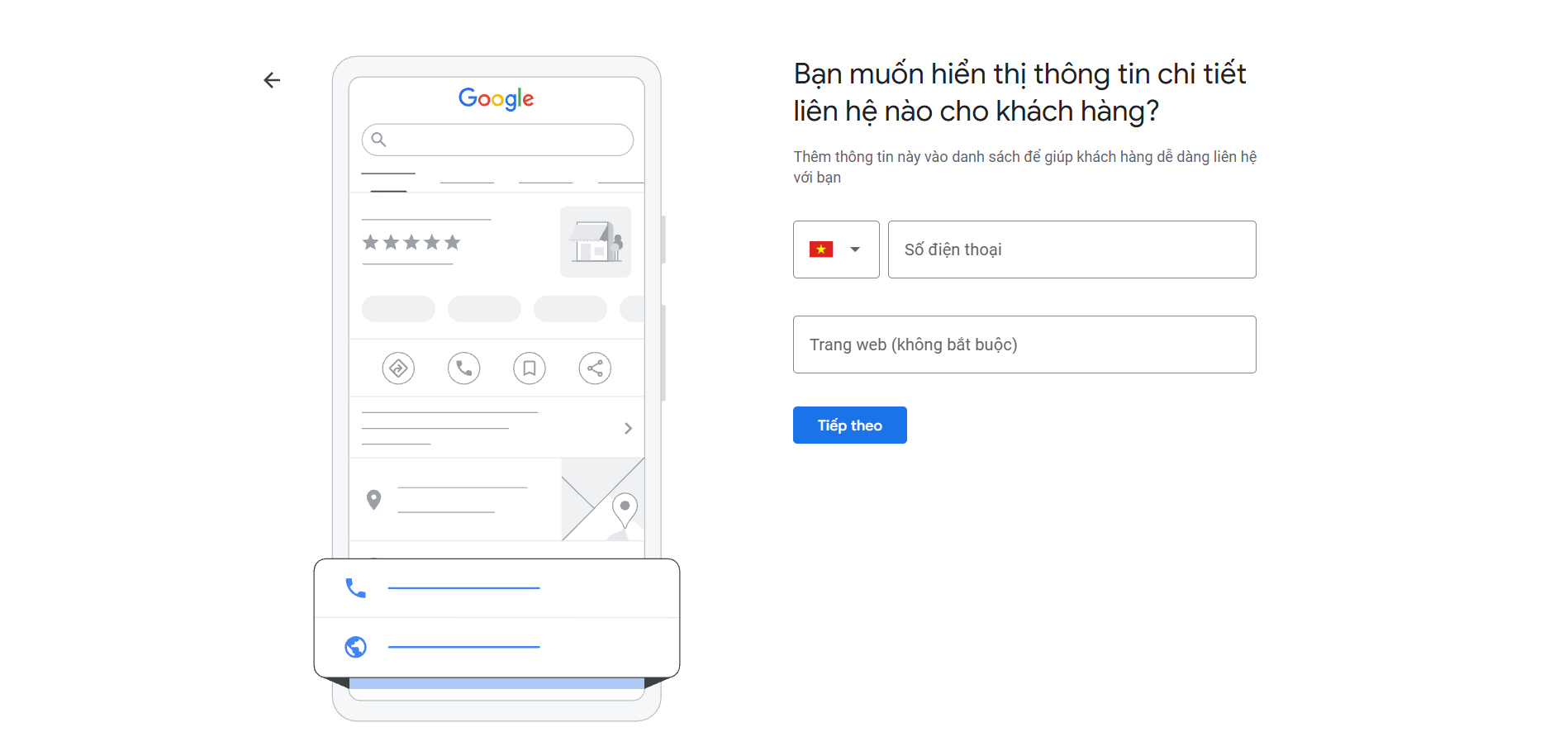 Nhập thông tin liên hệ của doanh nghiệp trên Google Business Profile