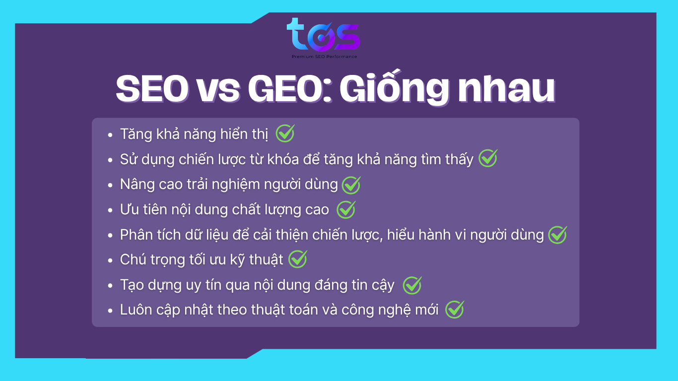 Điểm giống nhau giữa GEO và SEO