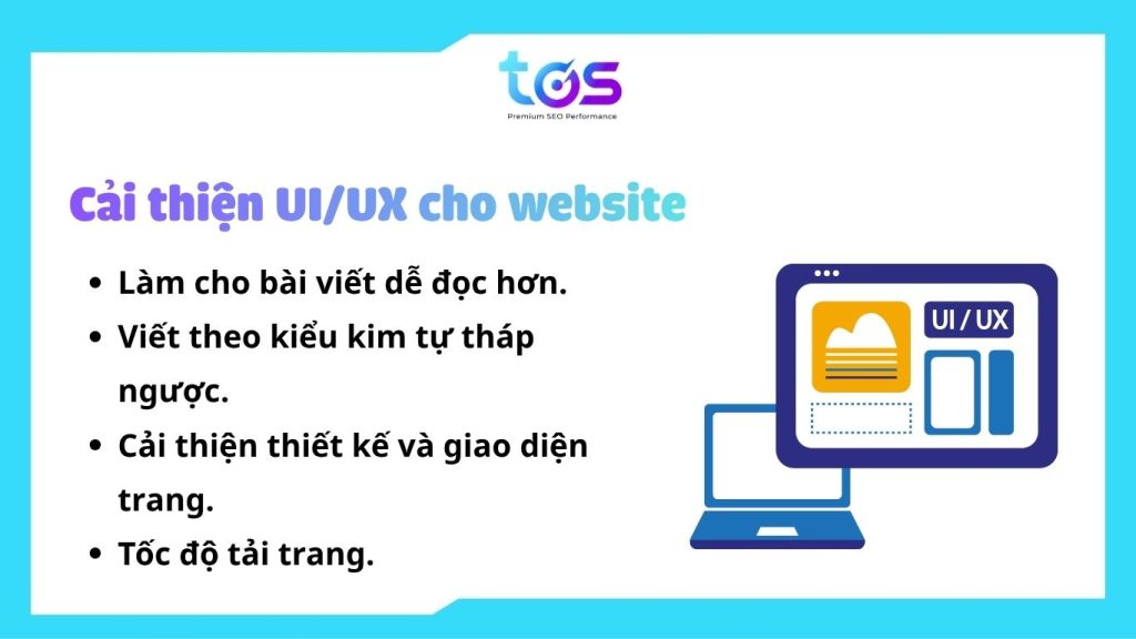 Hướng dẫn SEO Web hiệu quả: Cải thiện UI/UX (Nguồn: TOS)