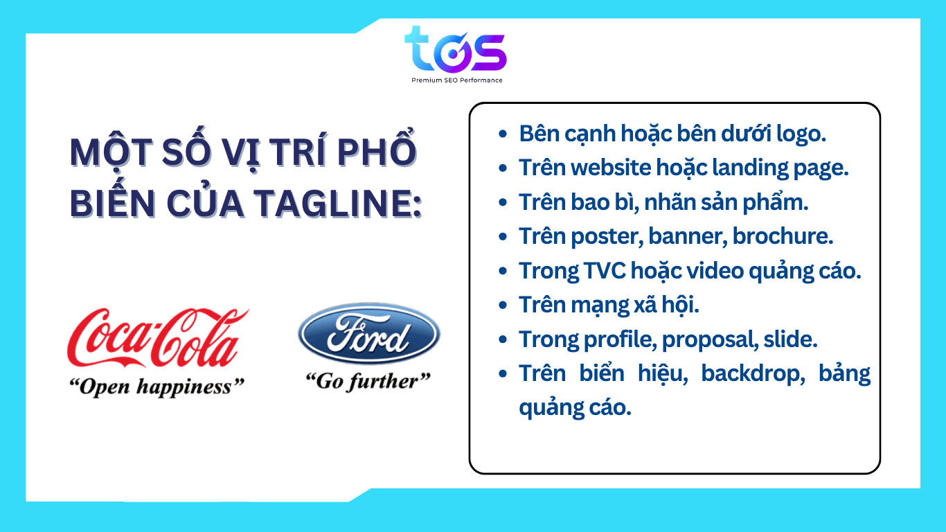 Một số vị trí phổ biến của tagline 