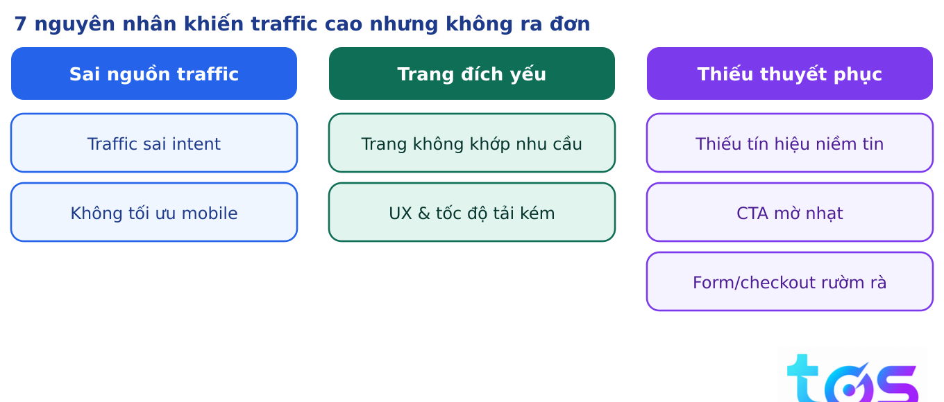 7 nguyên nhân traffic cao nhưng không ra đơn