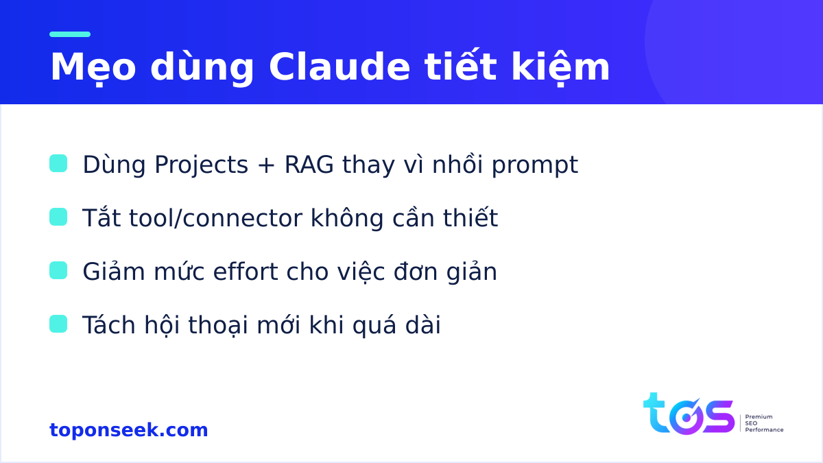 giới hạn sử dụng Claude - Mẹo dùng Claude tiết kiệm