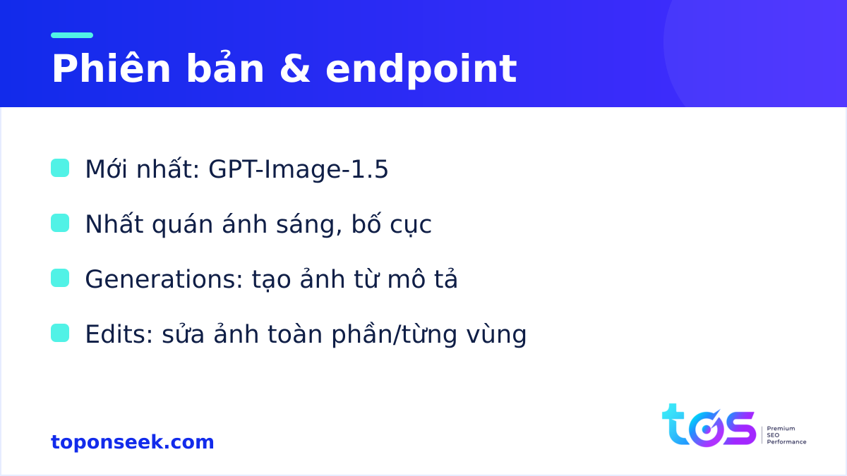 GPT Image - Phiên bản & endpoint