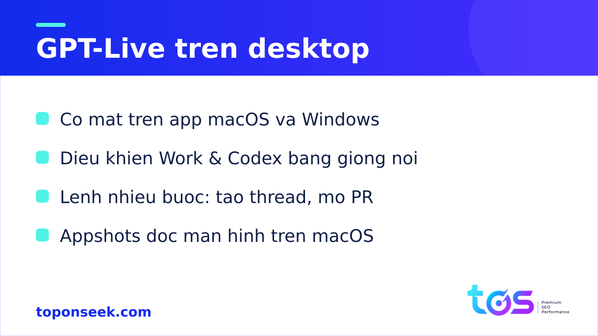 GPT-Live lên ứng dụng desktop điều khiển Codex và ChatGPT Work