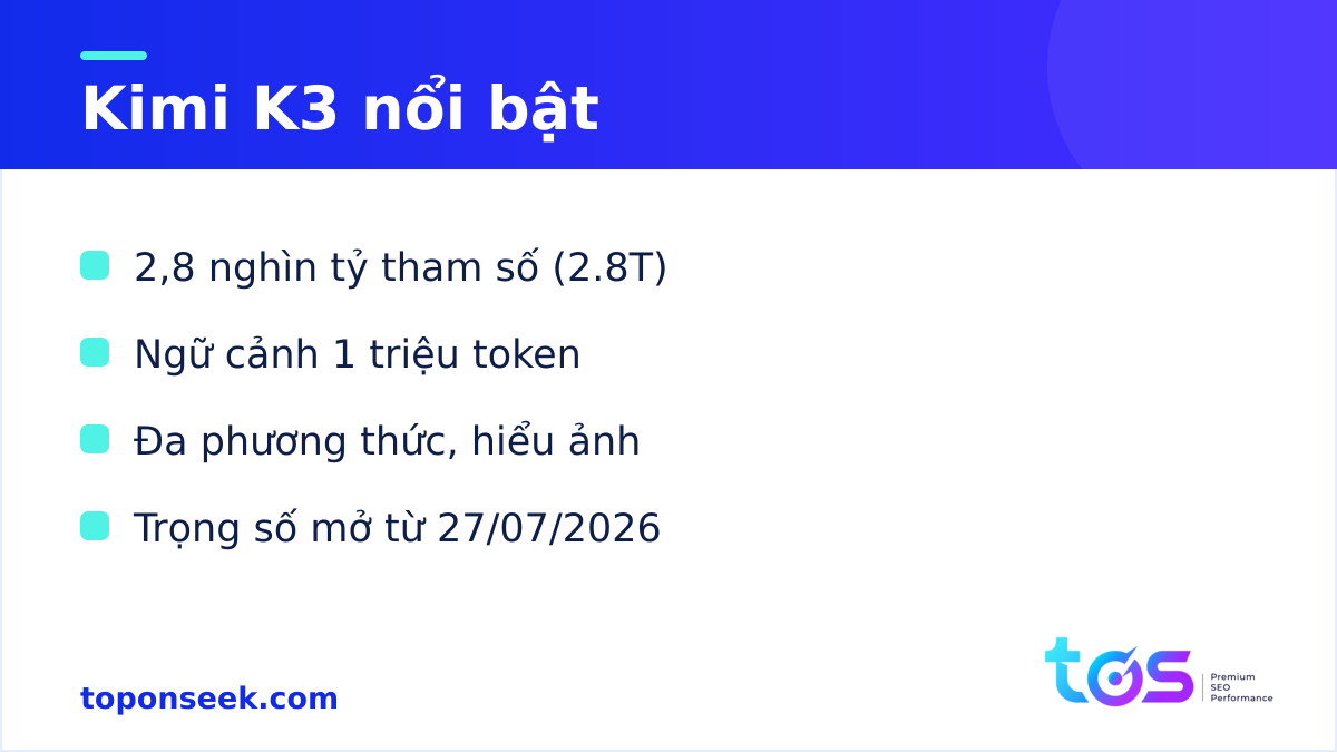 Kimi K3 là gì - các điểm nổi bật về tham số, ngữ cảnh và trọng số mở