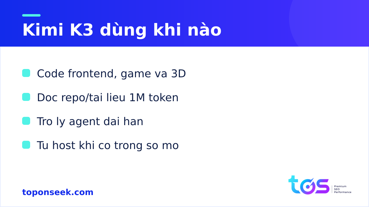 Các tình huống nên dùng Kimi K3 trong lập trình và công việc tri thức