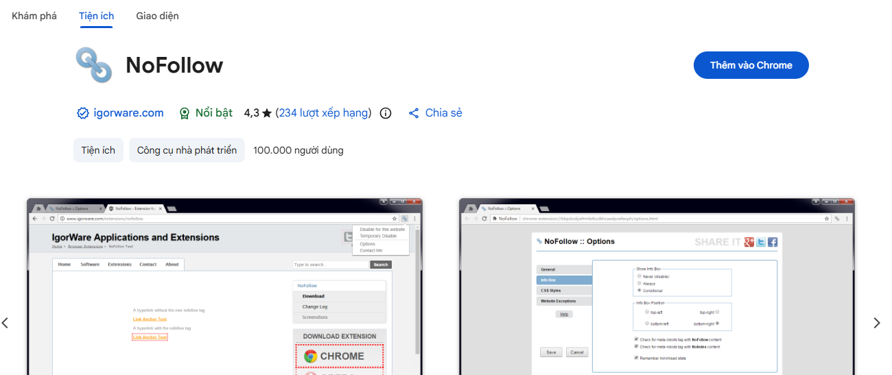 Tiện ích NoFollow trên Chrome để kiểm tra Link Dofollow và Nofollow