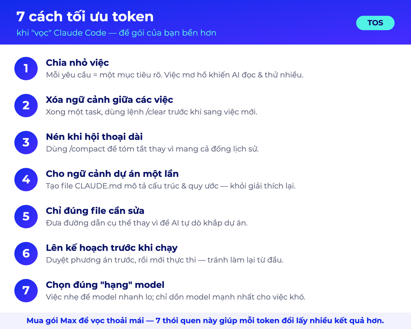 7 cách tối ưu token khi học AI Claude và dùng Claude Code