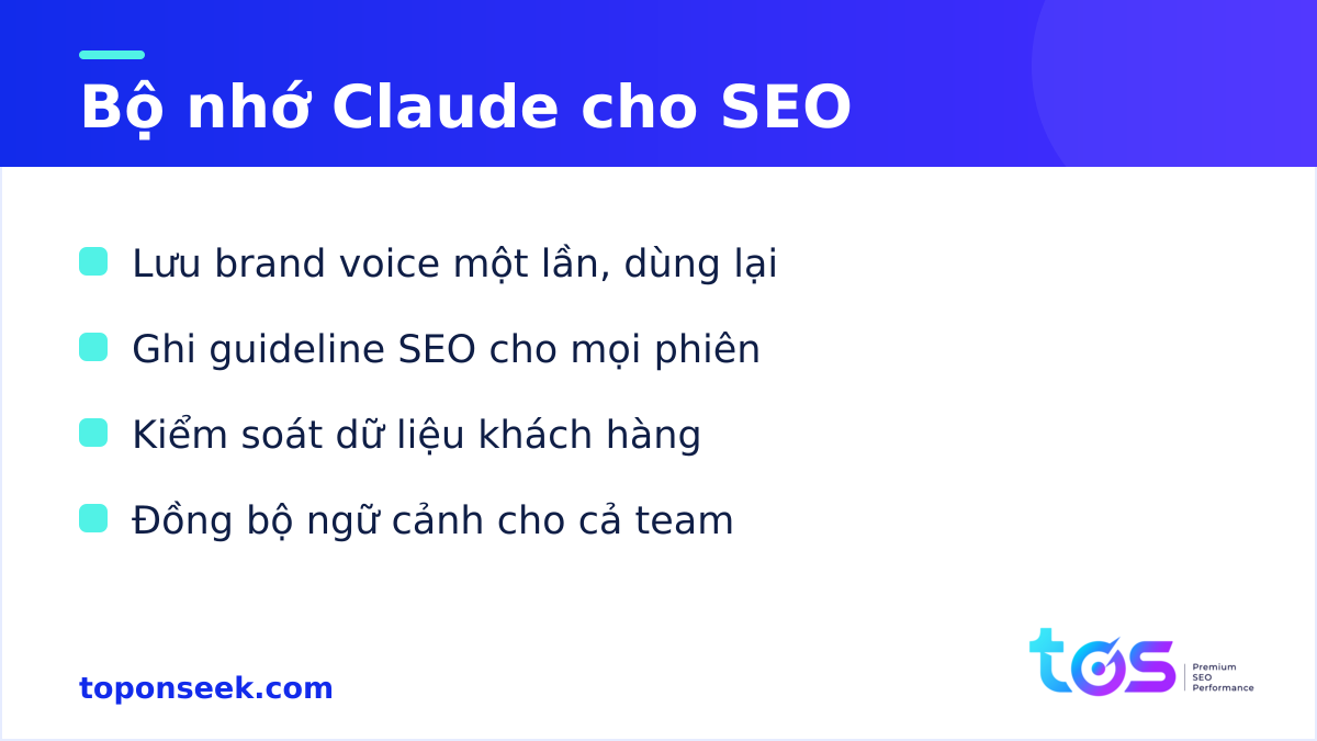 Ứng dụng bộ nhớ Claude cho marketing và SEO