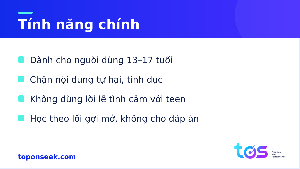 Tính năng chính của ChatGPT for Teens cho tuổi 13-17