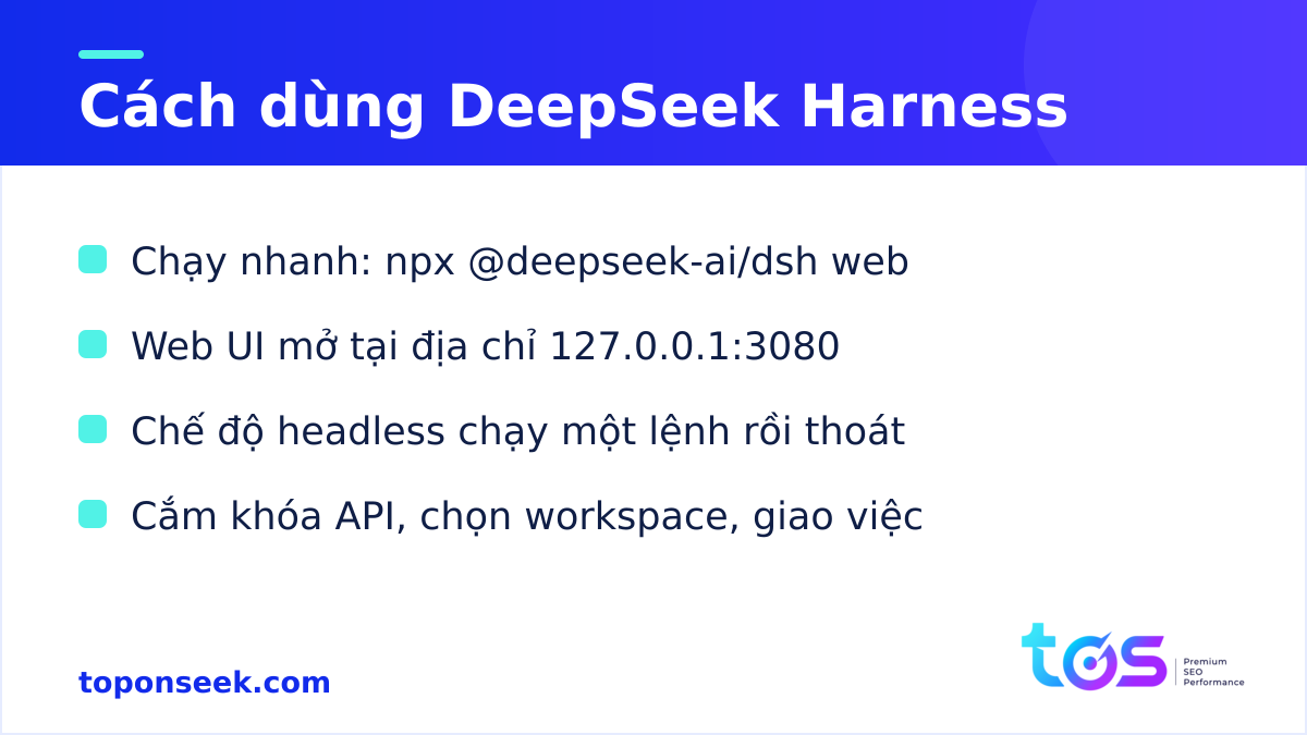 Cách dùng DeepSeek Harness — chạy npx dsh web và cấu hình mô hình