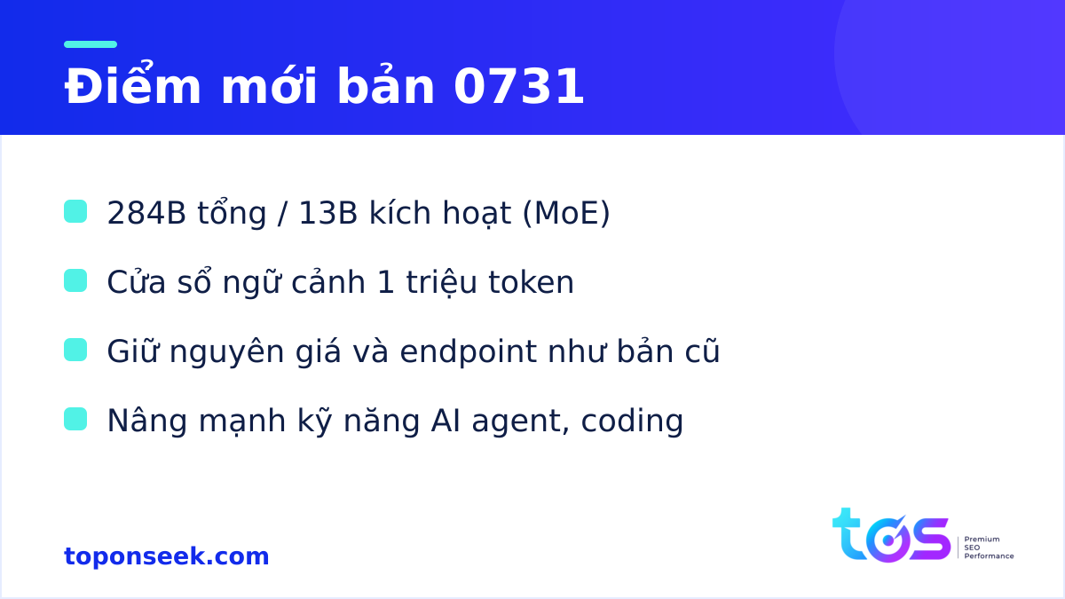 Điểm mới của DeepSeek V4 Flash bản 0731