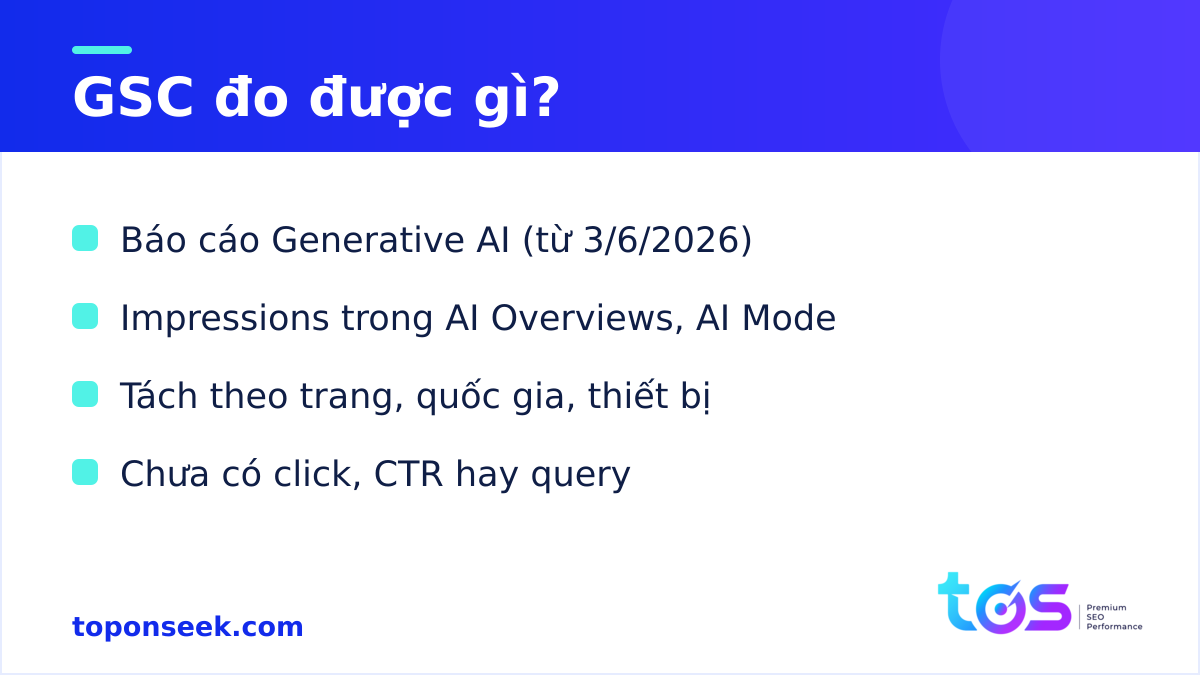 GSC đo hiển thị trong AI Overviews và AI Mode