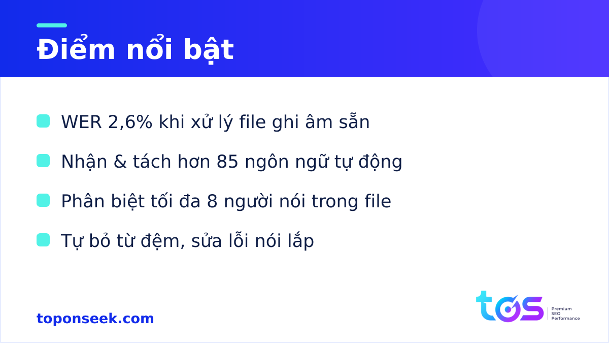Điểm nổi bật của Gemini 3.5 Transcribe: WER 2,6%, 85 ngôn ngữ