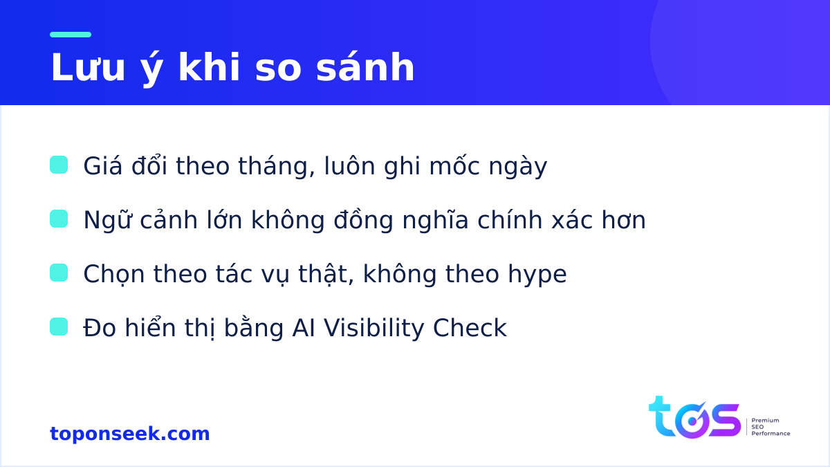 Lưu ý khi so sánh Grok vs ChatGPT vs Claude vs Gemini