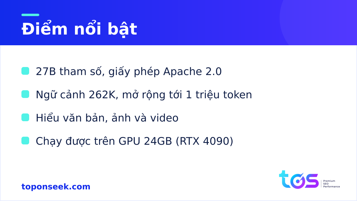 Điểm nổi bật của Qwen3.8-27B: 27B tham số, Apache 2.0, ngữ cảnh 262K